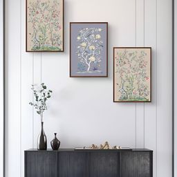 999Store Cream-Coloured & Grey 3 Pieces Floral and Botanical Painting Wall Arts-28