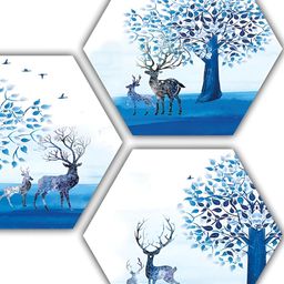 PnF Blue & White 3 Pieces Wooden Painting Wall Art-image-108