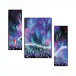 PnF Black & Blue 3 Pieces Wooden Painting Wall Art-22