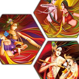 PnF Red & Yellow 3 Pieces Religious Wall Painting-image-101
