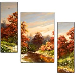 PnF Rust & Green 3 Pieces Floral Wooden Painting Wall Arts-image-19