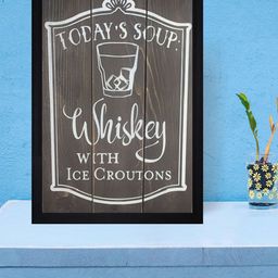 Gallery99 Grey & White Today'S Soup Whiskey With Ice Croutons  Textured Framed Wall Art-image-15