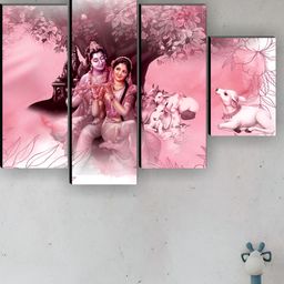 SAF Pink 5 Pieces Synthetic Wood Religious Wall Paintings-picture-3