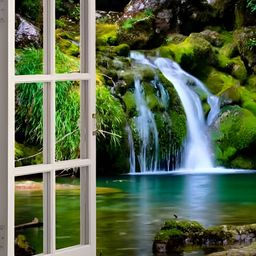 Wallpics Green & White Waterfall Wall Poster-picture-10