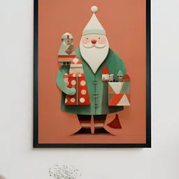 SOWPEACE Rust & Green Santa Printed Canvas Wall Art-21