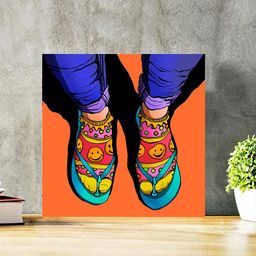 Gallery99 Orange Cartooned Foot Textured Wall Art-image-42