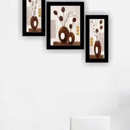SAF Beige & Brown 3 Pieces Flower Pot Modern Painting Wall Art-image-51
