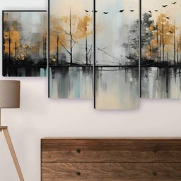 SAF Black & Green 5 Pieces Wooden Floral & Botanical Wall Arts-25