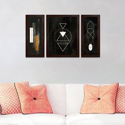 WENS Set of 3 Black & White MDF Modern Art Wall Painting-14