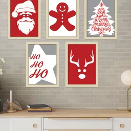 Art Street 5-Pcs Red & White Painted Wall Arts-14