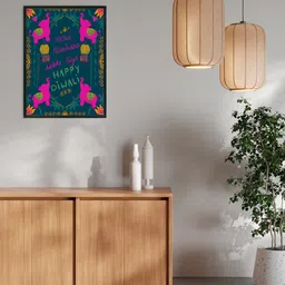 Happening Hippo Blue Abstract Diwali Mela  Wall Art-image-71