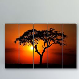 SAF Orange-Colored & Red 5 Pieces UV Textured Natural Scenery Painting-20
