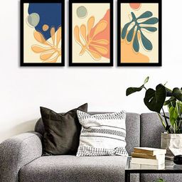 WENS Set Of 3 Multicoloured Flower Wall Art Painting-82