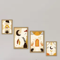 SAF Beige & Brown 4 Pieces Painting Wall Arts-image-61