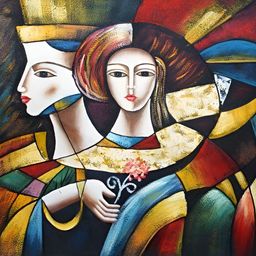 PnF Black & Blue Religious Glass Painting Wall Art-image-85