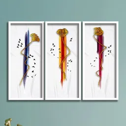 SAF White & Brown 3-Pieces Abstract Printed Framed Wall Art-image-10