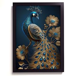 RANDOM Blue & Gold Toned Birds & Animals Wall Art-17