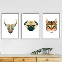 SAF Brown & Black 3-Pieces Wild Animal Printed High Definition Waterproof Framed Wall Art-13