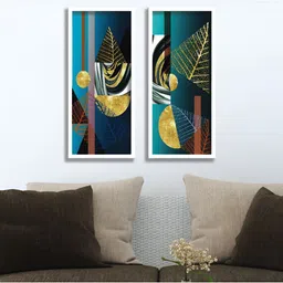 Aura Blue & Black 2 Pieces Wood Abstract Wall Paintings-image-62