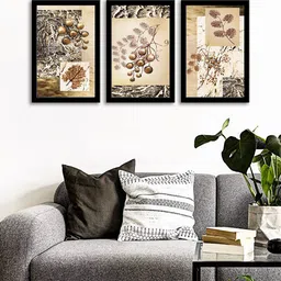 WENS Set Of 3 Multicoloured Botanical Wall Art Painting-41