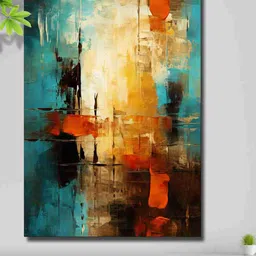 SAF Green & Red Abstract Canvas Painting Wall Art-picture-26