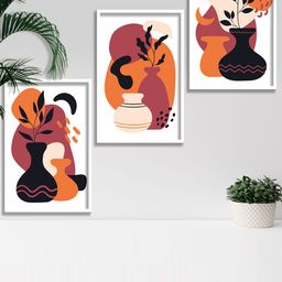 SAF White & Pink 3 Pieces Modern Boho Painting Wall Art-image-50