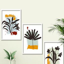 SAF 3-Pcs White & Blue Modern Boho Painting Framed Wall Art-image-69