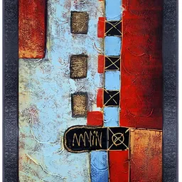PnF Black & Red Wooden Abstract Painting Wall Art-image-88