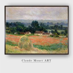 The Art House Green & Red Haystack At Giverny Canvas Painting Wall Art-image-46