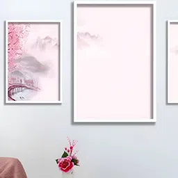 Aura White & Pink 3 Pieces Wall Painting Art-image-75