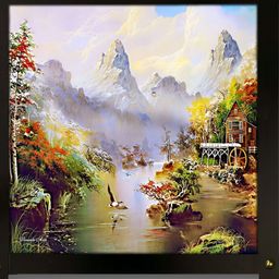 PnF Green & Blue Wooden Painting Wall Art-image-84