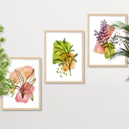 SAF 3-Pcs White & Green Modern Painting Framed Wall Art-15