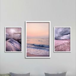 SAF White & Grey 3 Pieces Modern Art Printed UV Coating Wall Art-image-48