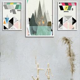 SAF Cream & Grey 3 Pieces Modern Art Wall Art-15