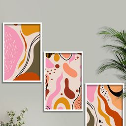 SAF Beige & Pink 3 Pieces Modern Art Painting Framed Wall Arts-13