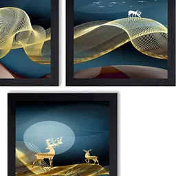 PnF Black & Yellow 3 Pieces Printed Wall Arts-picture-13