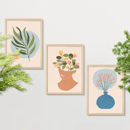 SAF Pink & Blue 3 Pieces Modern Wall Art-20