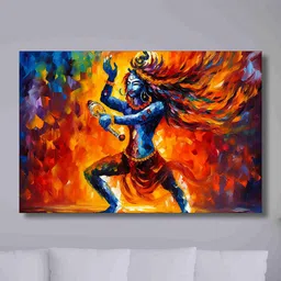 SAF Red & Blue Shiva Tandav Painted Wall Art-image-49