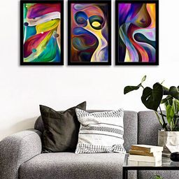 WENS Set Of 3 Multicoloured Hormonious Modern Wall Art Painting-77