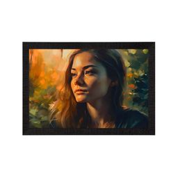 eCraftIndia Black & Green Nature Portrait Digital Printed Wall Painting-12