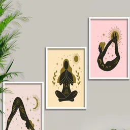 SAF Green 3 Pieces Modern Boho Painting Wall Art-picture-19