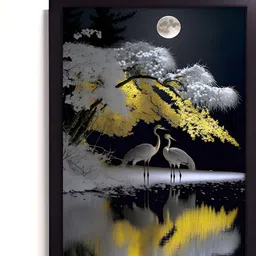 RANDOM Grey & Yellow Birds and Animals Painting Wall Art-image-23