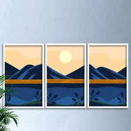 SAF Blue & Orange 3 Pieces Printed Boho Wall Art-picture-13