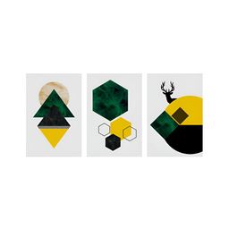 999Store Grey & Yellow 3 Pieces Canvas Paintings Wall Art-picture-20