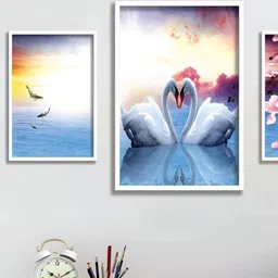 Aura Blue & Yellow 3 Pieces Birds & Animals Wall Arts-image-65
