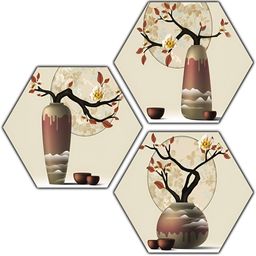PnF Cream-Coloured & Brown 3 Pieces Wooden Other Wall Painting-36