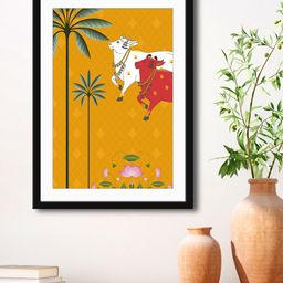 999Store Yellow & Red Nandi Cow Stylish Modern Wall Art-47