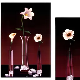 PnF Black & Maroon 3 Pieces Wooden Floral and Botanical Painting Wall Art-image-83