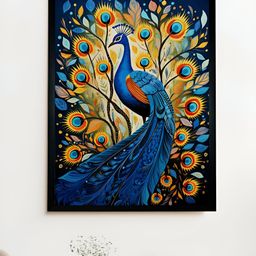 SOWPEACE Blue & Yellow Peacock Canvas Painting Wall Art-picture-45