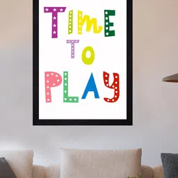 Gallery99 White & Yellow Time To Play Art Printed Framed Wall Art-image-39